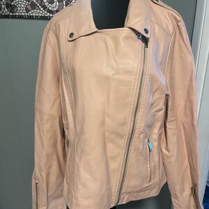 JustFab Faux Leather Moto/Jacket XXL Mauve/Pink Zippers/Softest Women's